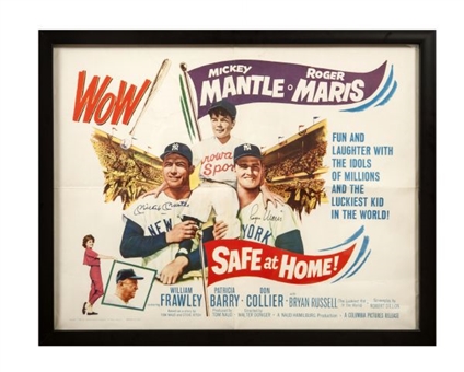 1962 Mickey Mantle and Roger Maris Dual Signed “Safe at Home” One Sheet Movie Poster  